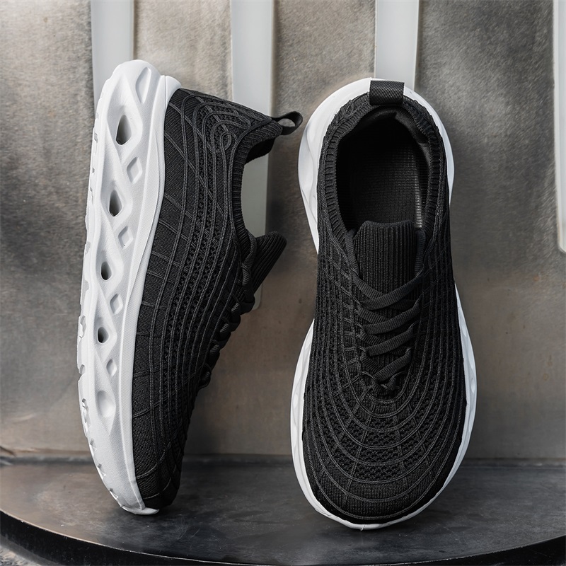 Shock Absorbing Gym Trainers - รองเท้าผ้าใบผู้ชาย Nre Trend น้ำหนักเบา ระบายอากาศได้ดี รองเท้าวิ่งแบบถัก